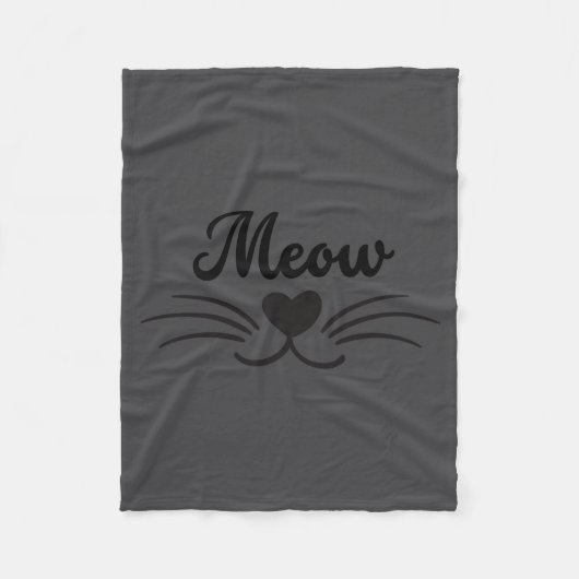 Funny Meow Kitty Cat Mustache And Whisker  Fleece Deken (Voorkant)