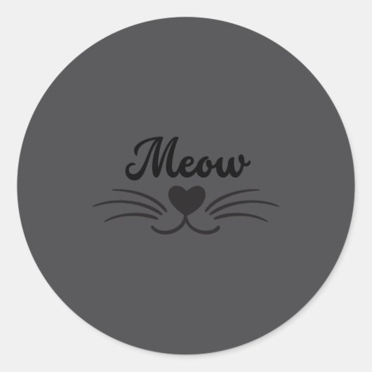 Funny Meow Kitty Cat Mustache And Whisker  Ronde Sticker (Voorkant)