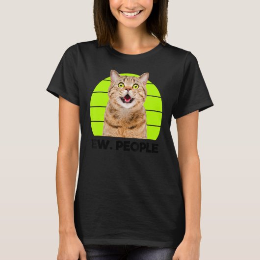 Funny Meow Verrafte kat, Ew. Illustratie van mense T-shirt (Voorkant)