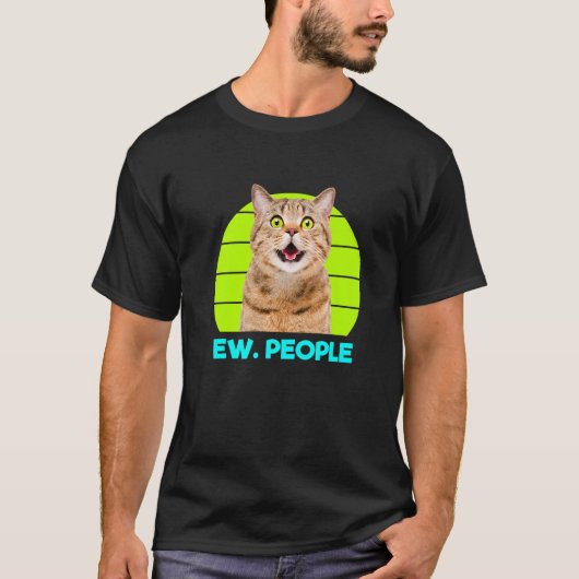 Funny Meow Verrafte kat, Ew. Illustratie van mense T-shirt (Voorkant)