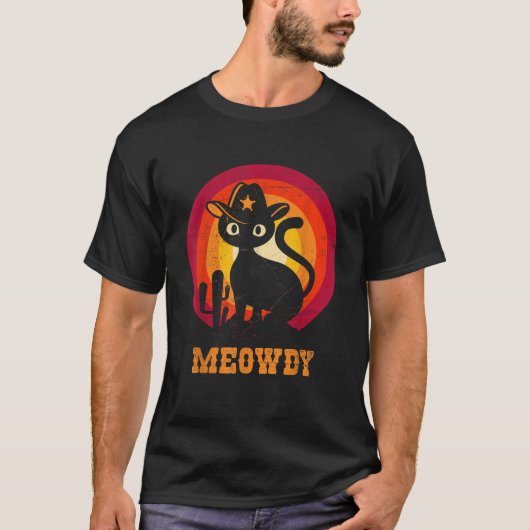 Funny Meowdy Texas Ranger Cat Meme T-shirt (Voorkant)
