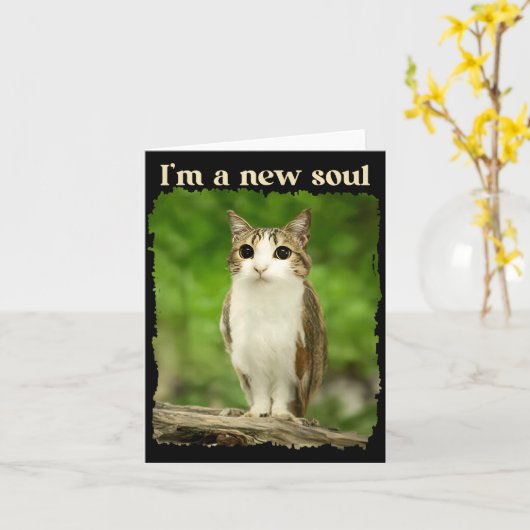 Funny Meowl Meme, Cat Owl Meme Brainrot Gen Alpha  Kaart (Gele Bloem)