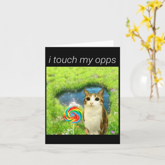 Funny Meowl Meme, Cat Owl Meme Brainrot Gen Alpha  Kaart (Gele Bloem)