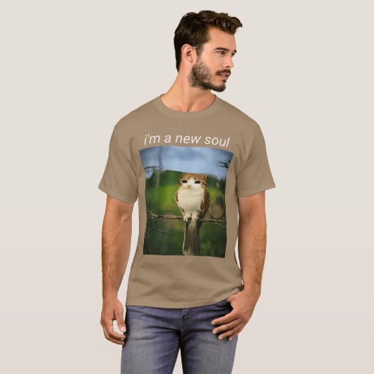 Funny meowl Meme cat owl Meme brainrot gen Alpha M T-shirt (Voorkant volledig)