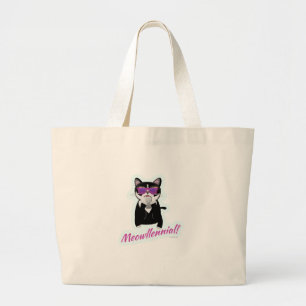 Funny Meowlinneal Cat Cartoon Generation Grote Tote Bag