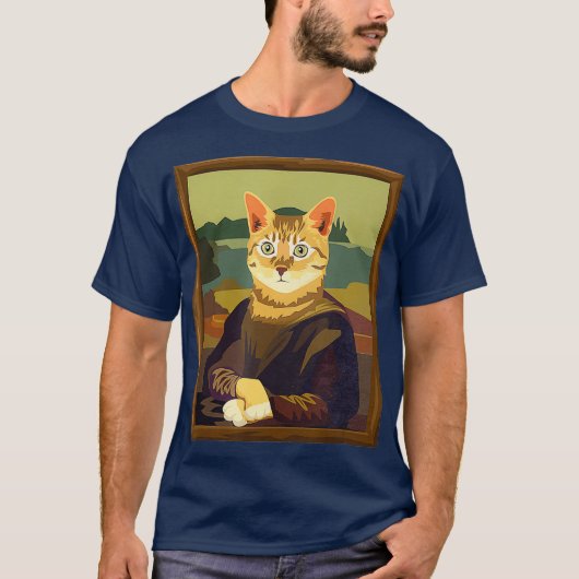 Funny Meowna Mona Lisa Art Cat Parody T-shirt (Voorkant)