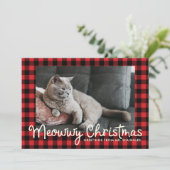 Funny Meowwy en Bwight Holiday | Fotogroet Feestdagenkaart (Staand voorkant)
