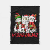 Funny Meowy Catmas Christmas Cats Ugly Sweater Gra Fleece Deken (Voorkant)