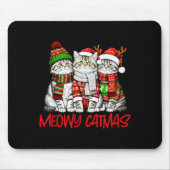 Funny Meowy Catmas Christmas Cats Ugly Sweater Gra Muismat (Voorkant)
