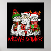 Funny Meowy Catmas Christmas Cats Ugly Sweater Gra Poster (Voorkant)