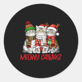 Funny Meowy Catmas Christmas Cats Ugly Sweater Gra Ronde Sticker (Voorkant)