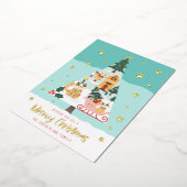 Funny Meowy Cats kerstboom Snowy Winter Scene Folie Feestdagenkaart (Gedraaid)