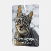 Funny MEOWY CHRISTMAS Cat Name 2 Foto Metalen Ornament (Voorkant links)