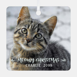 Funny MEOWY CHRISTMAS Cat Name 2 Foto Metalen Ornament