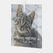 Funny MEOWY CHRISTMAS Cat Photo Glas Ornament (Voorkant links)