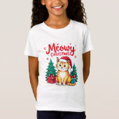 Funny Meowy Christmas Cat T-shirt (Voorkant)