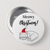 Funny Meowy Kerstfeestdag Button (Voorkant /achterkant)