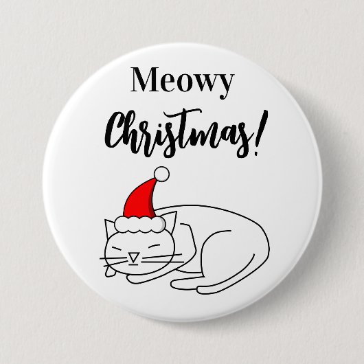 Funny Meowy Kerstfeestdag Button (Voorkant)
