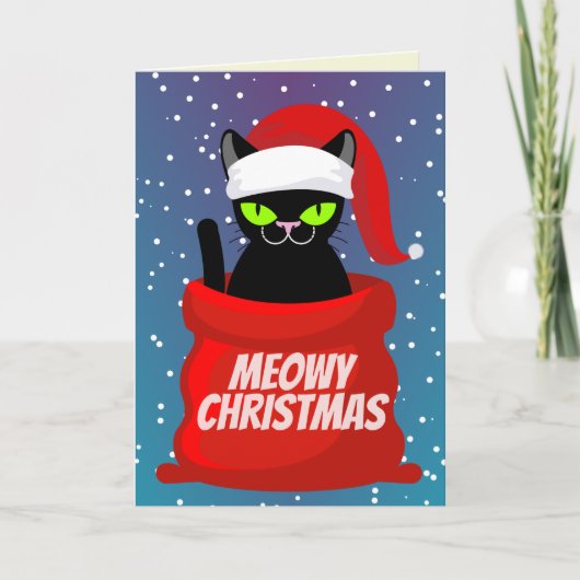 Funny Meowy-kerstkaart Kaart (Voorkant)