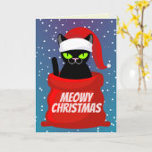 Funny Meowy-kerstkaart Kaart (Gele Bloem)