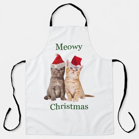 Funny Meowy Kerstkerstkerstkerstkerstkatten Schort (Voorkant)
