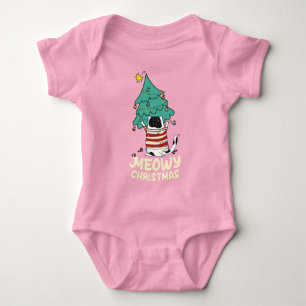 Funny Meowy Kerstmis - Rumpy Tuxedo kat - kerstboo Romper