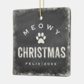 Funny Meowy Merry kerstkat Foto Name Custom Keramisch Ornament (Links)