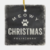 Funny Meowy Merry kerstkat Foto Name Custom Keramisch Ornament (Voorkant)