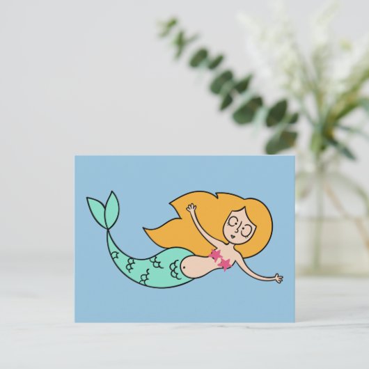 Funny Mermaid aangepaste kleur briefkaart (Staand voorkant)