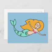 Funny Mermaid aangepaste kleur briefkaart (Voorkant / Achterkant)