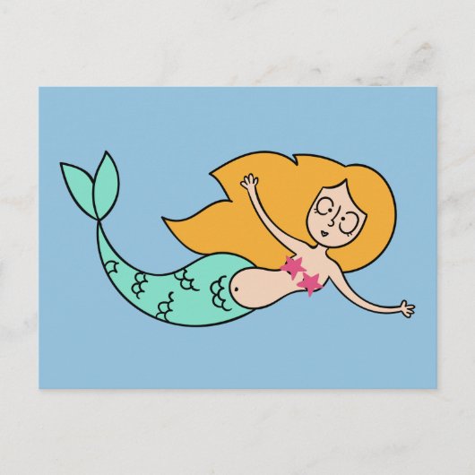 Funny Mermaid aangepaste kleur briefkaart (Voorkant)