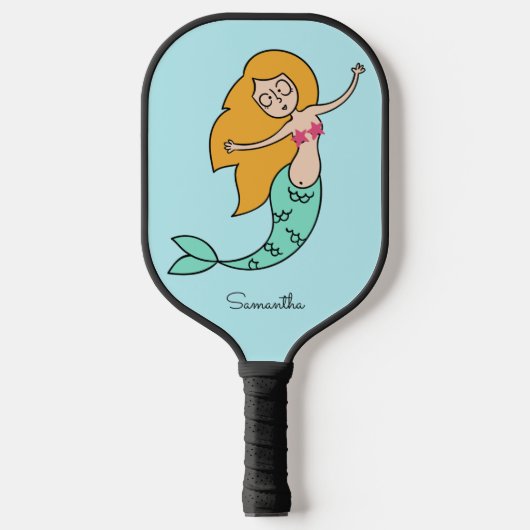 Funny Mermaid, aangepaste naam en kleur Pickleball Paddle (Voorkant)