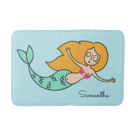 Funny Mermaid, aangepaste naam en kleurbadmatten Badmat