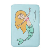 Funny Mermaid, aangepaste naam en kleurbadmatten Badmat (Voorkant Verticaal)