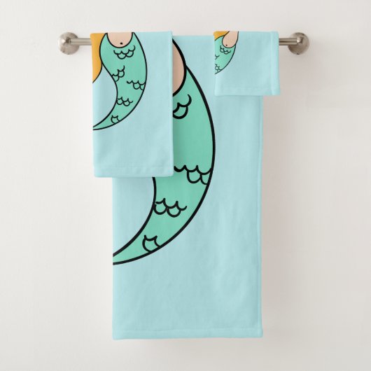 Funny Mermaid, aangepaste naam en kleurenhanddoeks Bad Handdoek (Insitu)