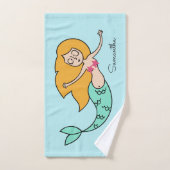 Funny Mermaid, aangepaste naam en kleurenhanddoeks Bad Handdoek (Handdoek)