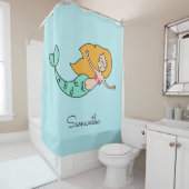 Funny Mermaid, aangepaste naam en kleurgordijn Douchegordijn (In situ)