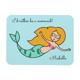 Funny Mermaid, aangepaste naam en tekstmagneet Magneet