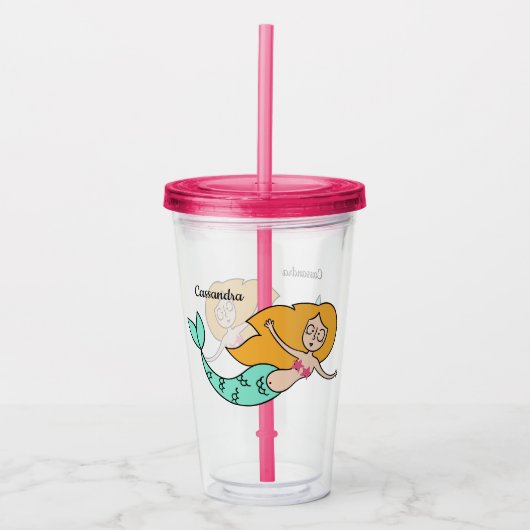 Funny Mermaid aangepaste tumblers Acryl Drinkbeker (Voorkant)