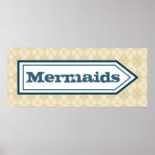 Funny Mermaid Beach Sign Wall Art Poster (Voorkant)