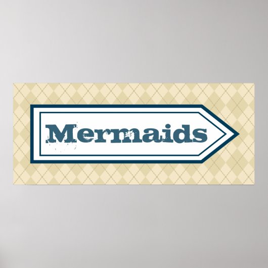 Funny Mermaid Beach Sign Wall Art Poster (Voorkant)