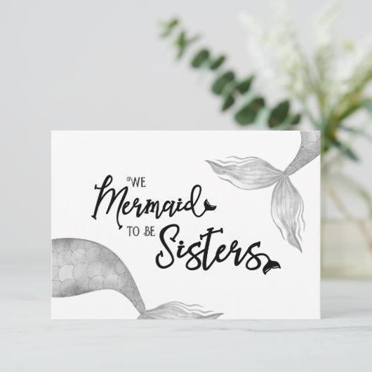 Funny Mermaid Black en White Bridesmaid Voorstel (Staand voorkant)
