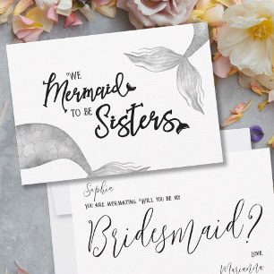 Funny Mermaid Black en White Bridesmaid Voorstel