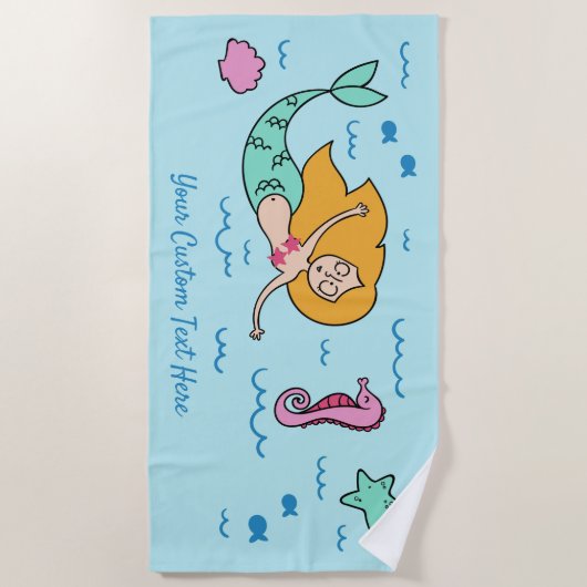 Funny Mermaid-handdoek Strandlaken (Voorkant)