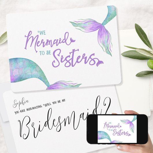 Funny Mermaid is Sisters Bridesmaid-voorstel Kaart