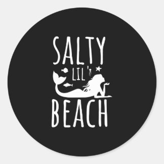 Funny Mermaid Salty lil’ Beach 70s Mermaid Ronde Sticker