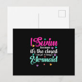 Funny Mermaid Swimming Quote Vrouwen en Gift Briefkaart (Voorkant / Achterkant)