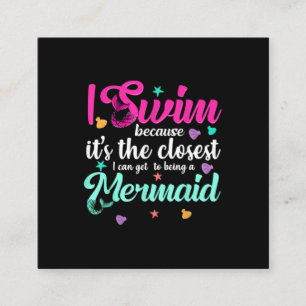 Funny Mermaid Swimming Quote Vrouwen en Gift Vierkante Visitekaartje