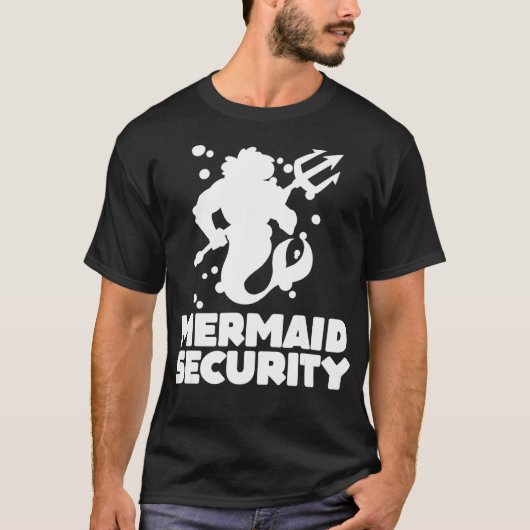 Funny Merman Mermaid Security Swimming Beach T-shirt (Voorkant)