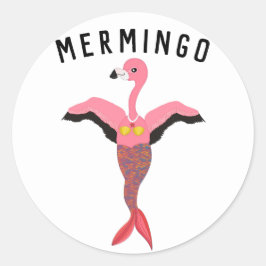 Funny Mermingo Graphic: Flamingo-Mermaid Hybrid Ronde Sticker